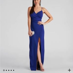Windsor - High Slit Wrap Maxi Dress - Navy Blue